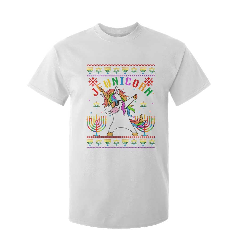 Funny Hanukkah T Shirt For Kid Jewnicorn Jewish Unicorn Rainbow TS09 White Print Your Wear
