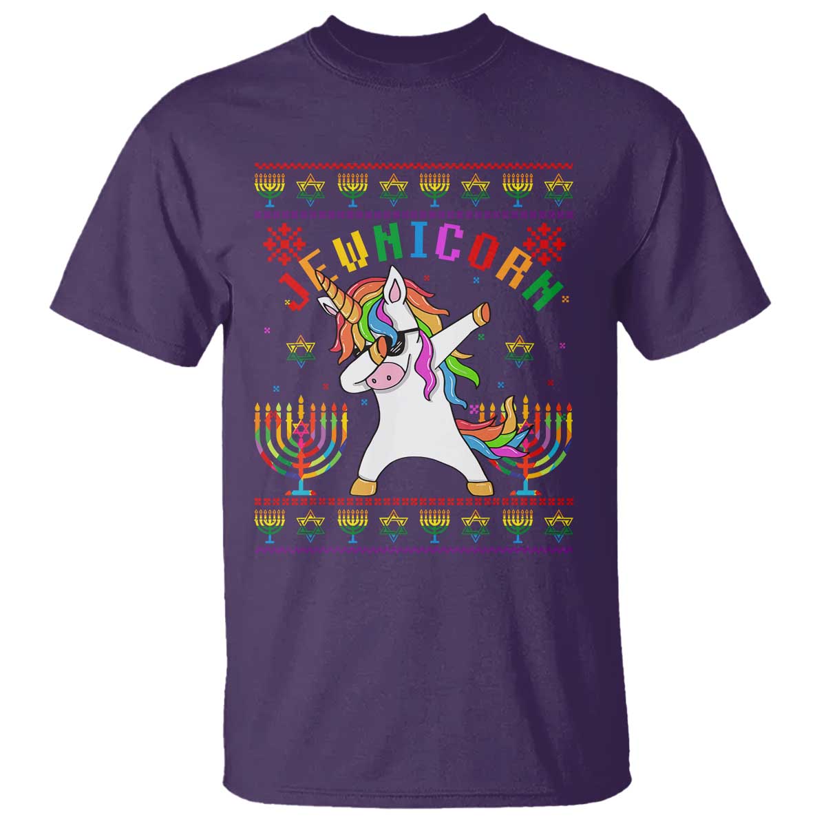 Funny Hanukkah T Shirt Jewnicorn Jewish Unicorn Rainbow TS09 Purple Print Your Wear