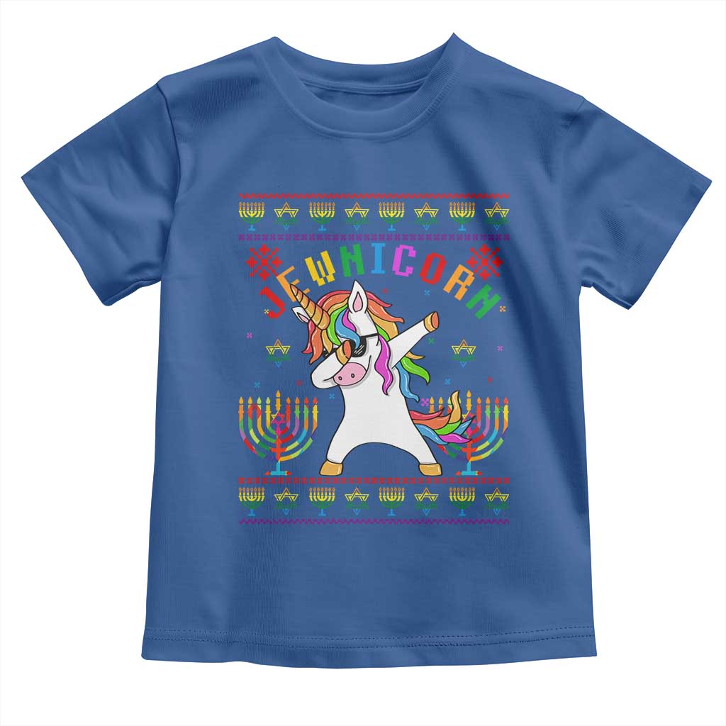 Funny Hanukkah Toddler T Shirt Jewnicorn Jewish Unicorn Rainbow TS09 Royal Blue Print Your Wear
