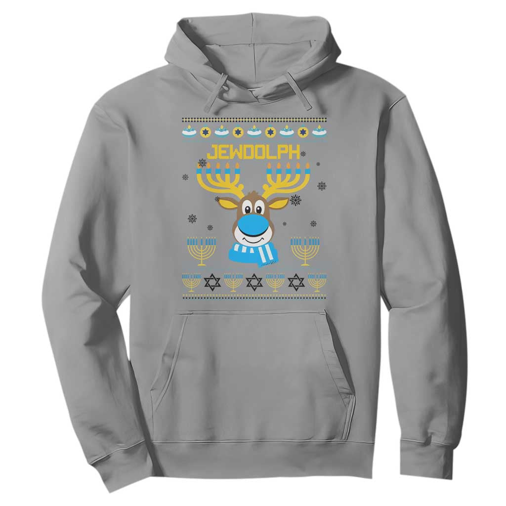 Funny Hanukkah Hoodie Jewdolph Jewish Reindeer Menorah TS09 Sport Gray Print Your Wear