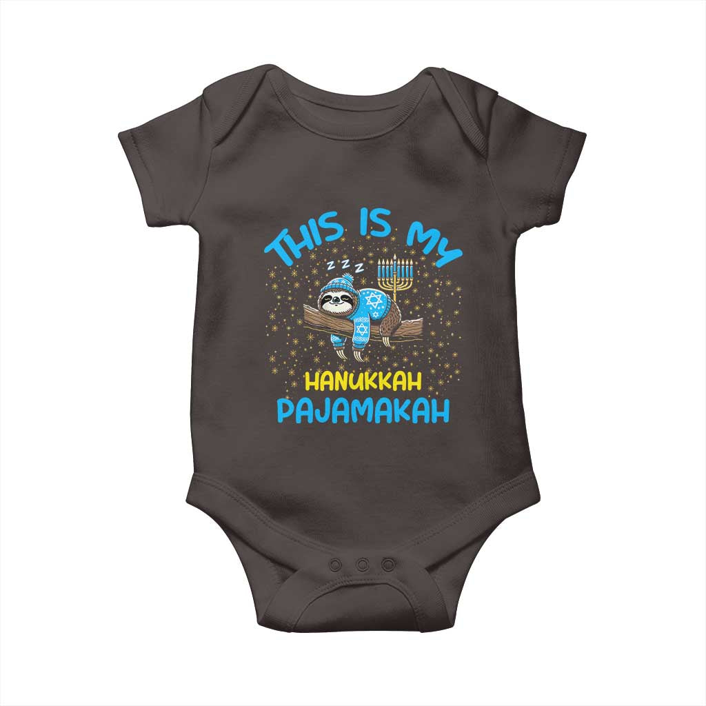 Funny This Is My Hanukkah Pajamakah Baby Onesie Cute Jewish Sloth Chanukkah TS09 Dark Chocolate Print Your Wear