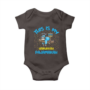 Funny This Is My Hanukkah Pajamakah Baby Onesie Cute Jewish Sloth Chanukkah TS09 Dark Chocolate Print Your Wear