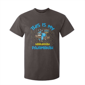Funny This Is My Hanukkah Pajamakah T Shirt For Kid Cute Jewish Sloth Chanukkah TS09 Dark Chocolate Print Your Wear