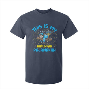 Funny This Is My Hanukkah Pajamakah T Shirt For Kid Cute Jewish Sloth Chanukkah TS09 Navy Print Your Wear