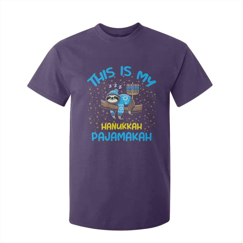 Funny This Is My Hanukkah Pajamakah T Shirt For Kid Cute Jewish Sloth Chanukkah TS09 Purple Print Your Wear