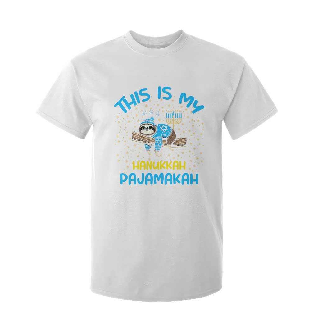 Funny This Is My Hanukkah Pajamakah T Shirt For Kid Cute Jewish Sloth Chanukkah TS09 White Print Your Wear
