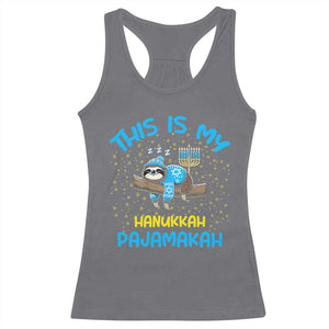 Funny This Is My Hanukkah Pajamakah Racerback Tank Top Cute Jewish Sloth Chanukkah TS09 Charcoal Print Your Wear