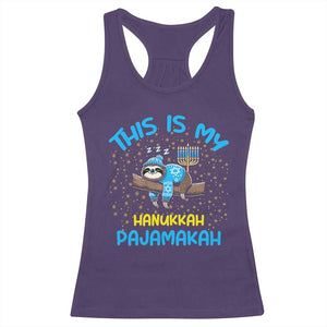 Funny This Is My Hanukkah Pajamakah Racerback Tank Top Cute Jewish Sloth Chanukkah TS09 Purple Print Your Wear
