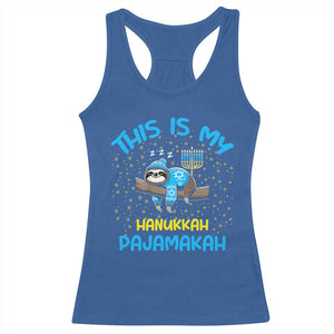 Funny This Is My Hanukkah Pajamakah Racerback Tank Top Cute Jewish Sloth Chanukkah TS09 Royal Blue Print Your Wear