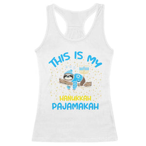 Funny This Is My Hanukkah Pajamakah Racerback Tank Top Cute Jewish Sloth Chanukkah TS09 White Print Your Wear
