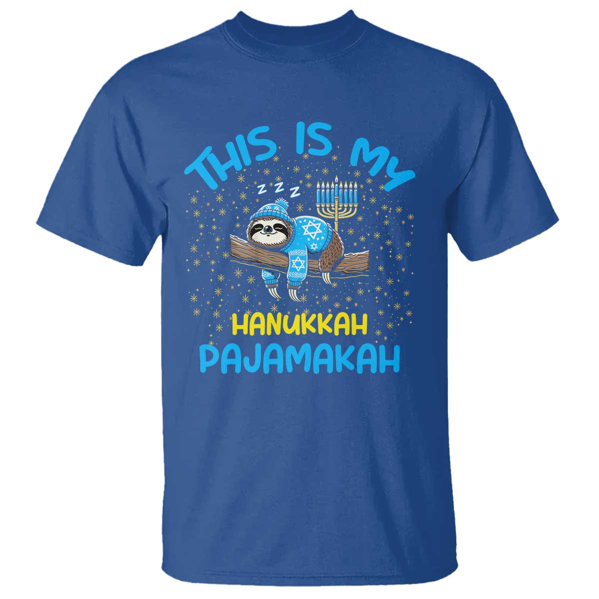 Funny This Is My Hanukkah Pajamakah T Shirt Cute Jewish Sloth Chanukkah TS09 Royal Blue Print Your Wear