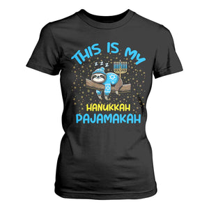 Funny This Is My Hanukkah Pajamakah T Shirt For Women Cute Jewish Sloth Chanukkah TS09 Black Print Your Wear