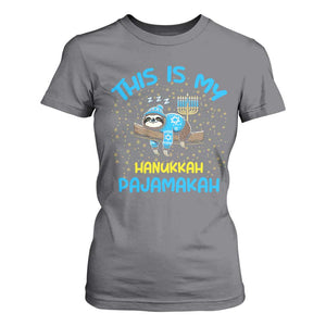 Funny This Is My Hanukkah Pajamakah T Shirt For Women Cute Jewish Sloth Chanukkah TS09 Charcoal Print Your Wear