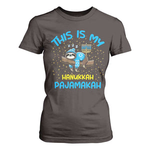 Funny This Is My Hanukkah Pajamakah T Shirt For Women Cute Jewish Sloth Chanukkah TS09 Dark Chocolate Print Your Wear