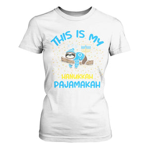 Funny This Is My Hanukkah Pajamakah T Shirt For Women Cute Jewish Sloth Chanukkah TS09 White Print Your Wear
