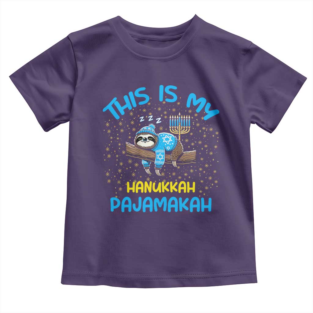 Funny This Is My Hanukkah Pajamakah Toddler T Shirt Cute Jewish Sloth Chanukkah TS09 Purple Print Your Wear