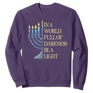 Be A Light Hanukkah Sweatshirt TS09 Purple Print Your Wear