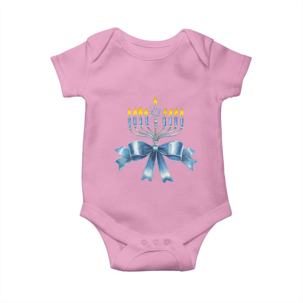 Hanukkah Menorah Jewish Coquette Bow Baby Onesie TS09 Light Pink Print Your Wear