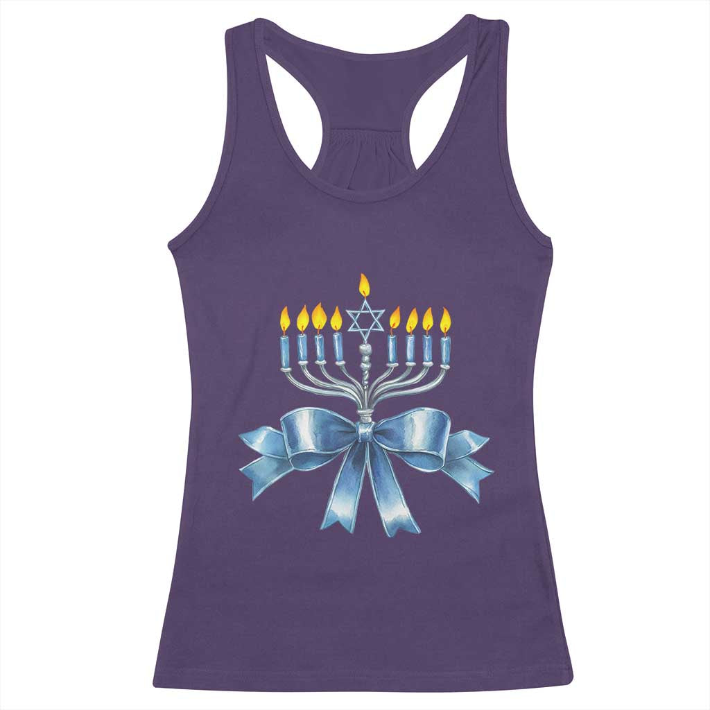 Hanukkah Menorah Jewish Coquette Bow Racerback Tank Top TS09 Purple Print Your Wear