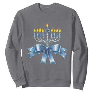 Hanukkah Menorah Jewish Coquette Bow Sweatshirt TS09 Charcoal Print Your Wear