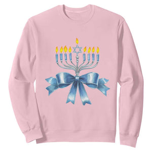 Hanukkah Menorah Jewish Coquette Bow Sweatshirt TS09 Light Pink Print Your Wear