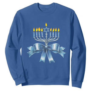 Hanukkah Menorah Jewish Coquette Bow Sweatshirt TS09 Royal Blue Print Your Wear