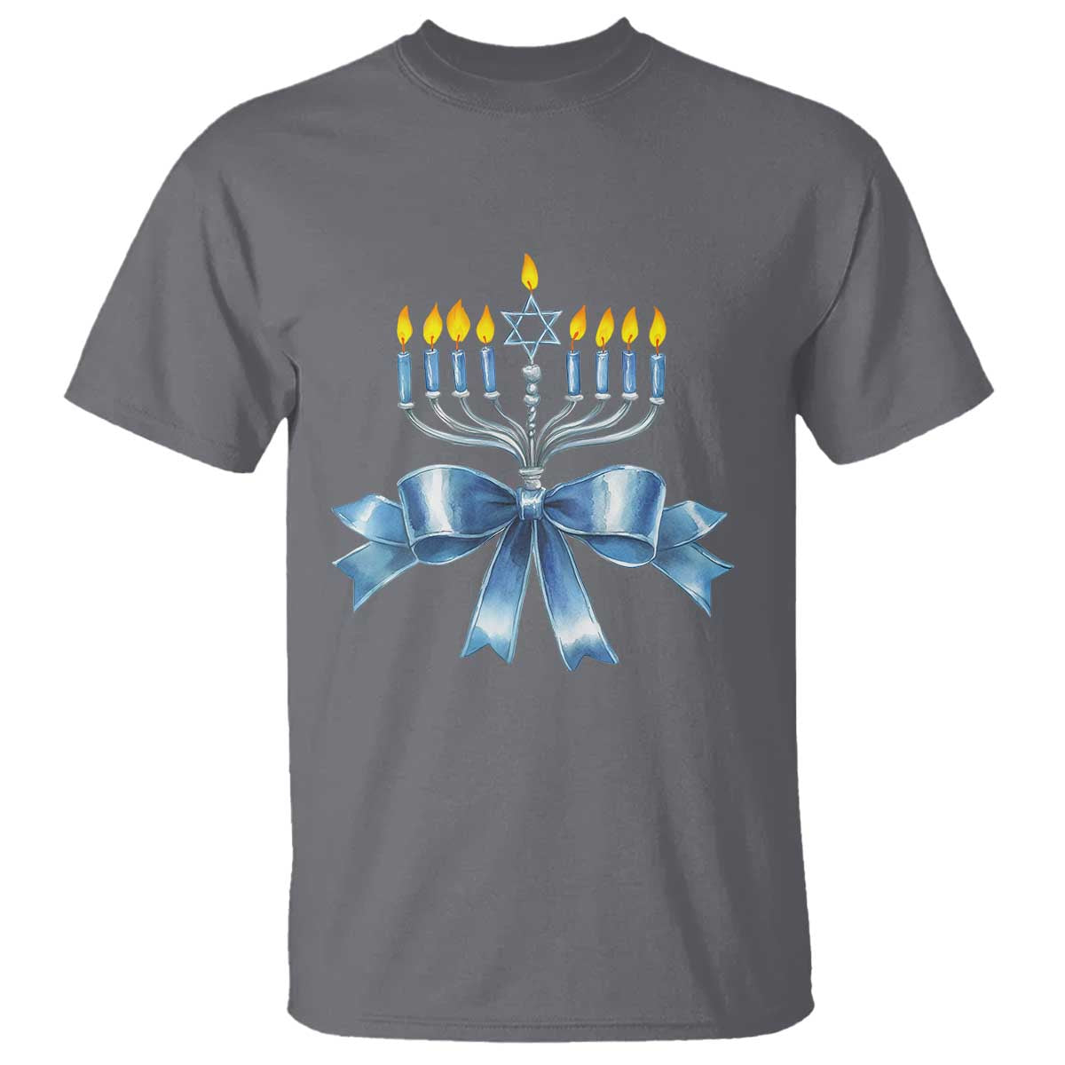 Hanukkah Menorah Jewish Coquette Bow T Shirt TS09 Charcoal Print Your Wear