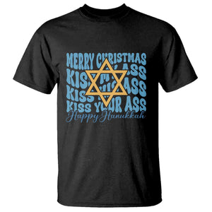 Funny Hanukkah T Shirt Kiss My Ass Kiss His Ass Kiss Your Ass TS09 Black Print Your Wear