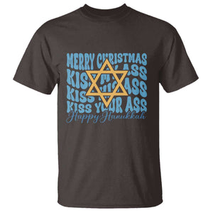 Funny Hanukkah T Shirt Kiss My Ass Kiss His Ass Kiss Your Ass TS09 Dark Chocolate Print Your Wear
