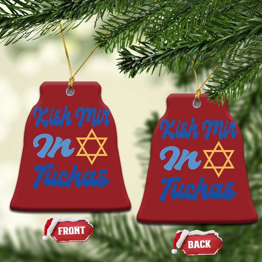Funny Hanukkah Christmas Ornament Kish Mir In Tuchas Jewish Yiddish Ashkenazi TS09 Bell Flake Red Print Your Wear
