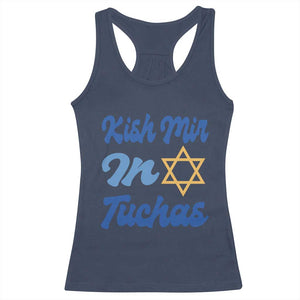 Funny Hanukkah Racerback Tank Top Kish Mir In Tuchas Jewish Yiddish Ashkenazi TS09 Navy Print Your Wear