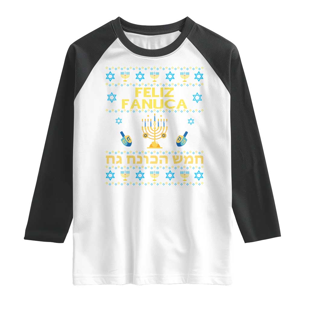 Funny Hanukkah Raglan Shirt Feliz Januca Ladino Jewish Sephardic TS09 White Black Print Your Wear