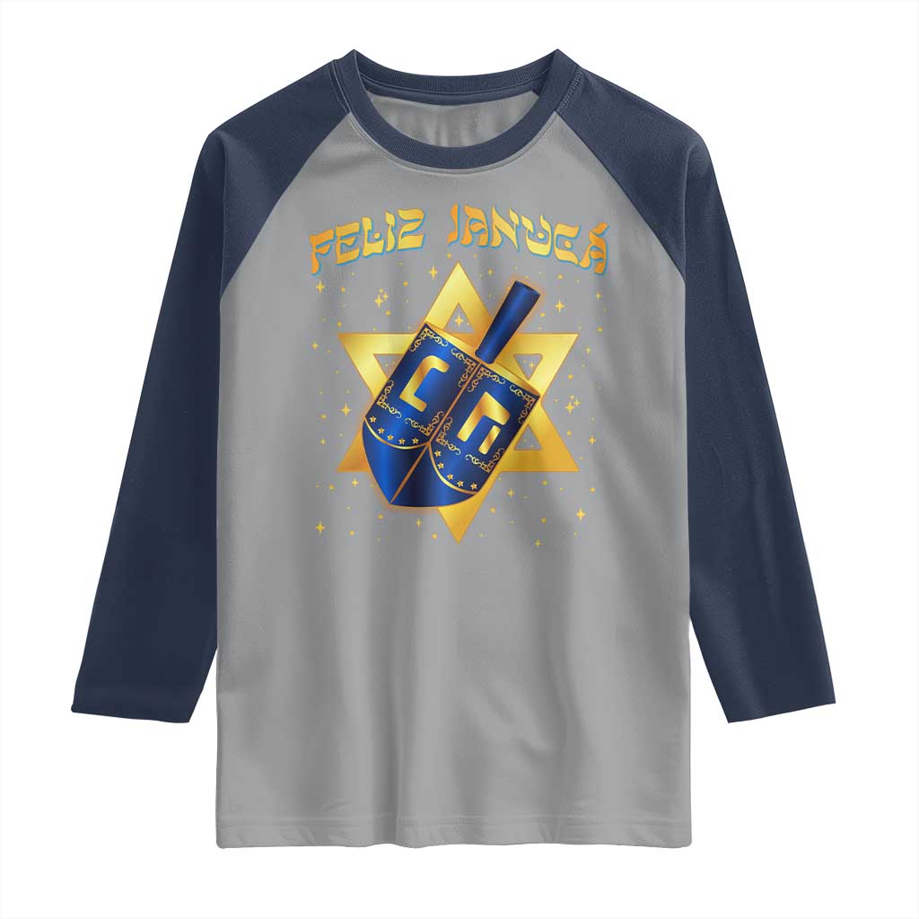Funny Hanukkah Raglan Shirt Feliz Januca Jewish Sephardic Ladino TS09 Sport Gray Navy Print Your Wear