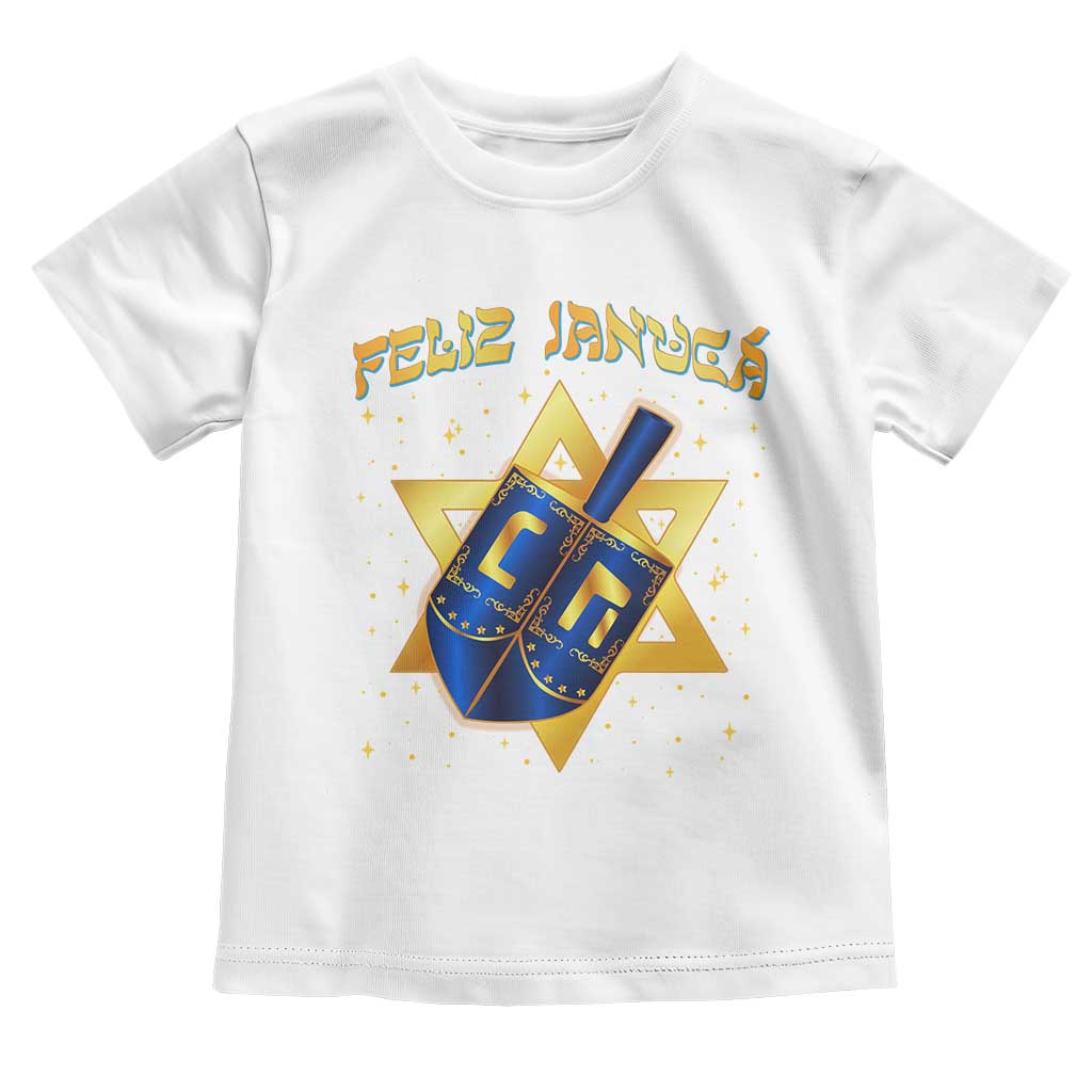 Funny Hanukkah Toddler T Shirt Feliz Januca Jewish Sephardic Ladino TS09 White Print Your Wear