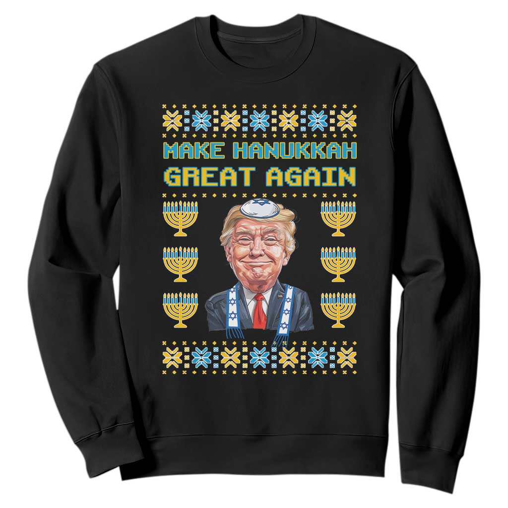 Funny Hanukkah Trump Sweatshirt Make Hanukkah Great Again TS09 Black Print Your Wear