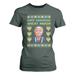 Funny Hanukkah Trump T Shirt For Women Make Hanukkah Great Again TS09 Dark Forest Green Print Your Wear