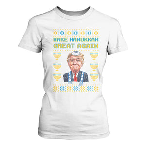 Funny Hanukkah Trump T Shirt For Women Make Hanukkah Great Again TS09 White Print Your Wear