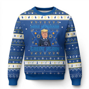 Funny Make Hanukkah Great Again Trump Hanukkah Ugly Sweater TS09 Blue White Print Your Wear