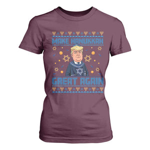 Funny Make Hanukkah Great Again Trump T Shirt For Women TS09 Maroon Print Your Wear
