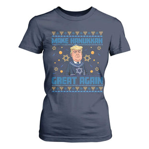 Funny Make Hanukkah Great Again Trump T Shirt For Women TS09 Navy Print Your Wear