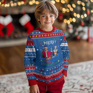 Funny Trump Dancing Merry Christmas Happy Hanukkah Ugly Sweater TS09 Blue Red Print Your Wear
