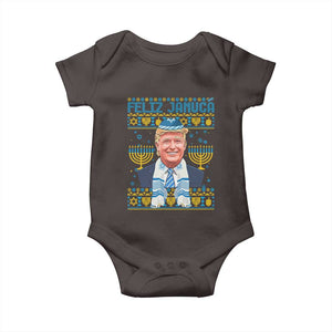 Funny Hanukkah Trump Baby Onesie Feliz Januca Jewish Sephardic Ladino TS09 Dark Chocolate Print Your Wear