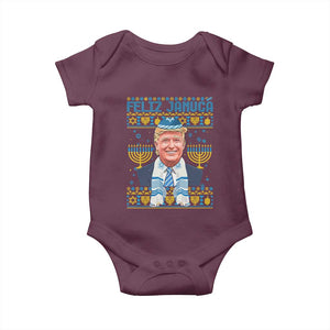Funny Hanukkah Trump Baby Onesie Feliz Januca Jewish Sephardic Ladino TS09 Maroon Print Your Wear