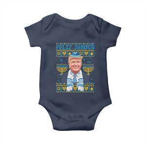 Funny Hanukkah Trump Baby Onesie Feliz Januca Jewish Sephardic Ladino TS09 Navy Print Your Wear