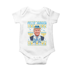 Funny Hanukkah Trump Baby Onesie Feliz Januca Jewish Sephardic Ladino TS09 White Print Your Wear