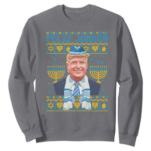 Funny Hanukkah Trump Sweatshirt Feliz Januca Jewish Sephardic Ladino TS09 Charcoal Print Your Wear