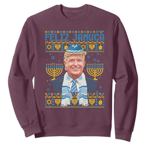 Funny Hanukkah Trump Sweatshirt Feliz Januca Jewish Sephardic Ladino TS09 Maroon Print Your Wear