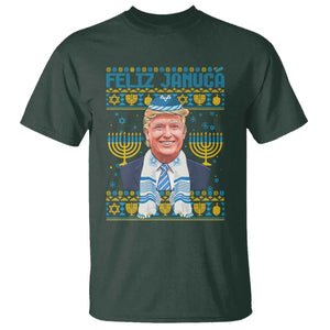 Funny Hanukkah Trump T Shirt Feliz Januca Jewish Sephardic Ladino TS09 Dark Forest Green Print Your Wear