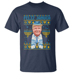 Funny Hanukkah Trump T Shirt Feliz Januca Jewish Sephardic Ladino TS09 Navy Print Your Wear