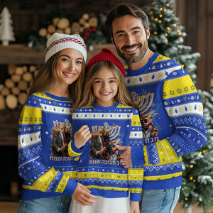 Funny Trump Hanukkah Ugly Sweater Feliz Januca Ladino Jewish Sephardic TS09 Royal Blue Gold Print Your Wear